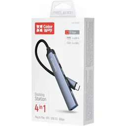 Концентратор ColorWay USB-C 4-in-1 USB-C2.0х3/USB3.0 (CW-HUB07) - мініатюра 6