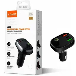 FM модулятор трансмітер блютуз LDNIO 704Q Bluetooth чорний - мініатюра 3