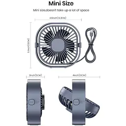 Портативний міні-вентилятор Topk K50 USB charging 360° rotating Gray - мініатюра 2