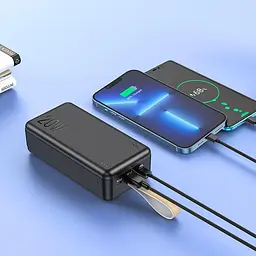 Зовнішній акумулятор Hoco Tacker Power Bank J87B 30000mAh чорний - мініатюра 5
