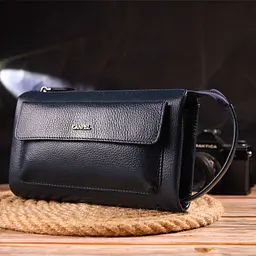 Сучасний чоловічий клатч із натуральної зернистої шкіри Canpellini 21558 синій - мініатюра 9