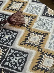 Скатертина столова Ecotton DUCK 170х200 см водовідштовхувальна Орнамент синьо-жовта (25839/2) (25020) - мініатюра 6