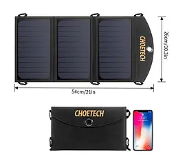 Портативна сонячна панель Choetech SC-001 2xUSB 19W - мініатюра 4