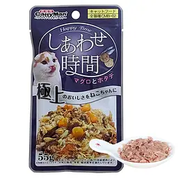 Вологий корм CattyMan Tuna Bonito Scallop тунець макрель та морський гребінець у желе для котів 55г