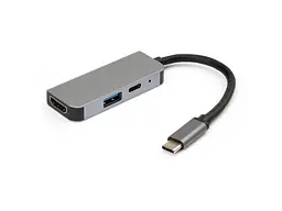 Док-станція для ноутбука Vinga Type-C to 4K HDMI+USB3.0+PD Aluminium (VCPHTC3AL)