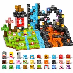 Магнітний конструктор Minecraft 208 шт по грі Майнкрафт Два світи: Вода та Лава Mk001064