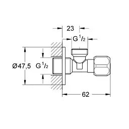 Кран кутовий вентильний Grohe 2201600М приладовий 1/2"х1/2" Хром 30412 - мініатюра 2