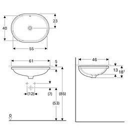 Умивальник Geberit Variform 61x46 Білий 500.757.01.2 - мініатюра 2