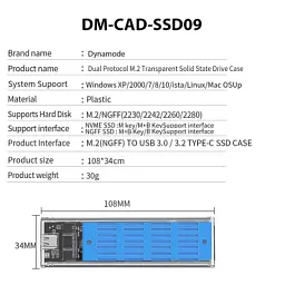 Кишеня зовнішня Dynamode M.2 SSD NVMe/SATA combo ч-з USB3.2 GEN2 Type-C (DM-CAD-SSD09) - миниатюра 12