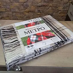 Плед Vladi бавовняний Metro Метро 21691 170х210 см білий-бежевий-коричневий - мініатюра 2