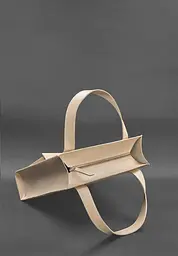 Шкіряна жіноча сумка шоппер Бетсі з кишенею світло-бежева Краст - мініатюра 6