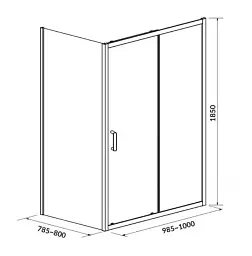 Душова кабіна прямокутна Cersanit Basic 100х80х185 см Хром/прозоре скло 30412 - мініатюра 2