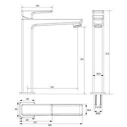 Змішувач для раковини Omnires Parma grafit (PM7412GR) - мініатюра 2