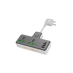Мережевий фільтр живлення HOCO AC11A, 2 роз, 3 USB, USB-C, 17W, 1,5м Black (AC11AB) - мініатюра 2