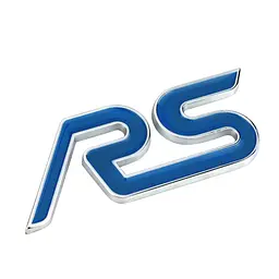 Емблема напис RS для Ford синя+срібляста окантовка 87х35 мм метал (на скотчі)