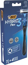 Станок для гоління Bic Flex 3 Hybrid з 4 змінними картриджами - мініатюра 3