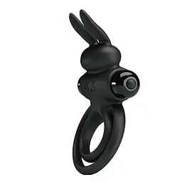 Віброкільце Pretty Love Vibro Penis Ring Bunny III 9.7 см чорний - мініатюра 5