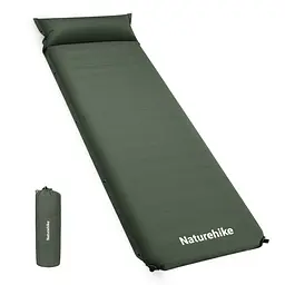 Килимок самонадувний Naturehike (CNK2450WS020) 10см - з подушкою - одномісний - зелений