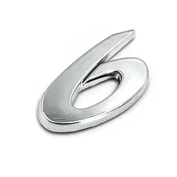 Емблема напис 6 для Mazda Хром 58х36 мм Пластик на скотчі (Завод)
