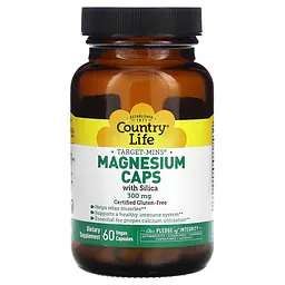 Вітаміни та мінерали Country Life Target-Mins Magnesium Caps 300 mg with Silica, 60 вегакапсул