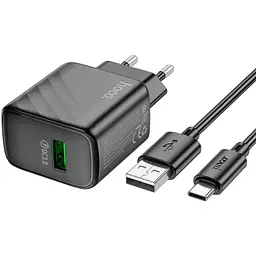 Зарядний пристрій HOCO CS21A Rich USB QC 3.0 + кабель USB-A — USB-C чорний (6942007609906) - мініатюра 8