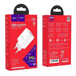Сітчастий зарядний пристрій HOCO C80A Rapido PD20W+QC3.0 charger(EU) білий - мініатюра 2