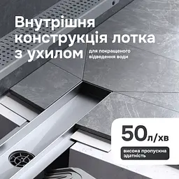Трап для душу лінійний AM.PM Masterflow Cut Gradient 500 мм, універсальний затвор, хром (W01SC-P11-050-01SB) - мініатюра 6