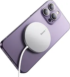 Бездротовий зарядний пристрій Baseus Simple Mini3 Magnetic Wireless Charger 15W Silver (CCJJ040012) [90318] - мініатюра 5