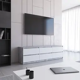 Тумба під телевізор Vays R-12, 6 шухляд без ручок, ЛДСП, 180×40×53 см - мініатюра 5