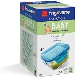 Набір квадратних місткостей Bormioli Rocco Frigoverre Evolution Baby 420 мл 3 шт. (389116GSG021990) - мініатюра 2