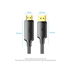Кабель мультимедійний DisplayPort M to HDMI M 1.8m 4K40Hz black Vention (HFOBAC) - мініатюра 6