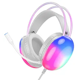Навушники накладні Hoco W109 ігрові з LED підсвічуванням Jack 3.5 білий
