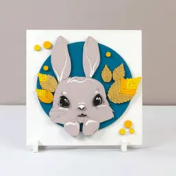 Картина 3D, Зайченя , МДФ ґрунтоване, 18х18см, ROSA TALENT - мініатюра 1