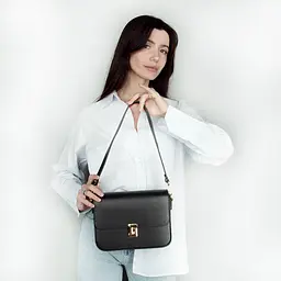 Сумка шкіряна жіноча Virginia Conti 03891 чорна на застібці - мініатюра 2