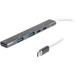 Концентратор Maxxter USB-C to 1xUSB 3.0 + 2xUSB 2.0 + 1xUSB-C PD100W + 1xUSB-C (HU3C-4P1PD-01)