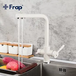 Змішувач для кухні на дві води Frap F4352-24, білий, Білий - мініатюра 4