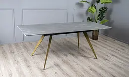 Стіл обідній Prestol Старий розкладний 140/200x80x75 см сірий мат золоті ніжки - мініатюра 5
