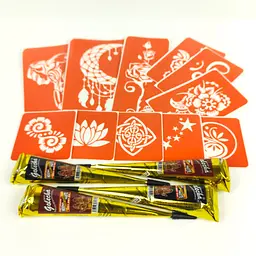 Набір хни з трафаретами для біо-тату №5 Fresh Tattoo henna-set-05 - мініатюра 4