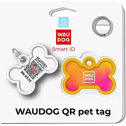 Адресник для собак і котів Waudog Smart ID з QR паспортом Градієнт помаранчевий 4х2.8 см - мініатюра 5