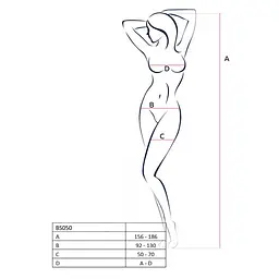 Бодістокінг Passion BS050 комбінезон імітація панчохи та пояси S/M/L red - мініатюра 4