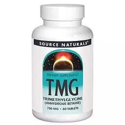 Триметилгліцин Source Naturals TMG 750 mg, 60 таблеток для підтримки серцево-судинної системи