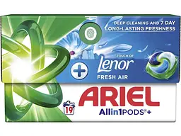 Капсули для прання ARIEL 19шт Pods+ All-in-1 Touch of Lenor Дотик свіжого повітря Lenor