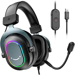 Ігрові навушники Fifine H6 RGB 7.1 Black [113868] - мініатюра 3
