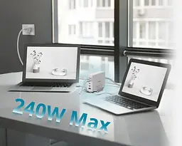 Зарядний пристрій мережевий D-Link DCF-241 240Вт GaN 4хUSB-С, 1xUSB-A, білий - мініатюра 7