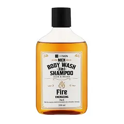 Гель для душу 3в1 Палаючий Віскі Body Wash and Hair and Beard Shampoo Whisky Fire HiSkin 330 мл