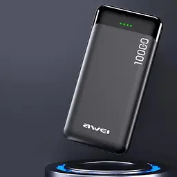 Портативний зарядний пристрій Awei P37K-10000 mAh з індикатором заряду Чорний - мініатюра 2