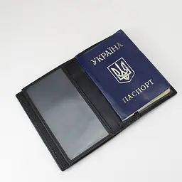 Обкладинка для паспорта та карток  De Esse LC-47043-1 шкіряна чорна 2 в 1 - мініатюра 6