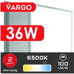 Панель світлодіодна VARGO вбудоваана 36W 6500K Квадратна 595х595 3600Lm (V-117986)