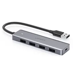 USB Hub UGREEN 4-port 15см USB 3.0 Активний, Metal Plated Shell, Ultra Slim CM219 Сірий