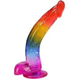 Фалоімітатор Doc Johnson Crystal Jellies Rainbow 9.5 Inch, 24.1 см - мініатюра 2